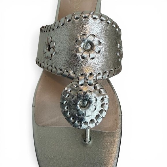 Jack Rogers Jacks Silver Metallic Comfy Mid Wedge Thong Platform Sandals Size 9M - Picture 9 of 14